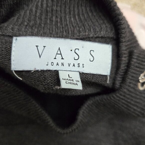 Joan Vass Sweater Womens Large Charcoal gray Toggle Shoulder Detail Soft Cozy - Picture 3 of 14